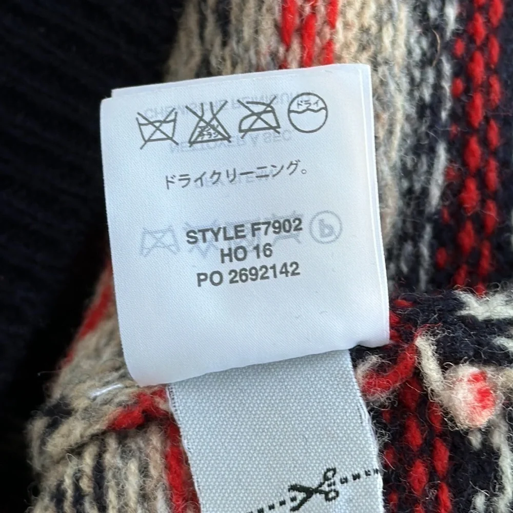 J Crew Men Large 100% Lambswool Fair Isle Knit Multicolor Crewneck Sweater